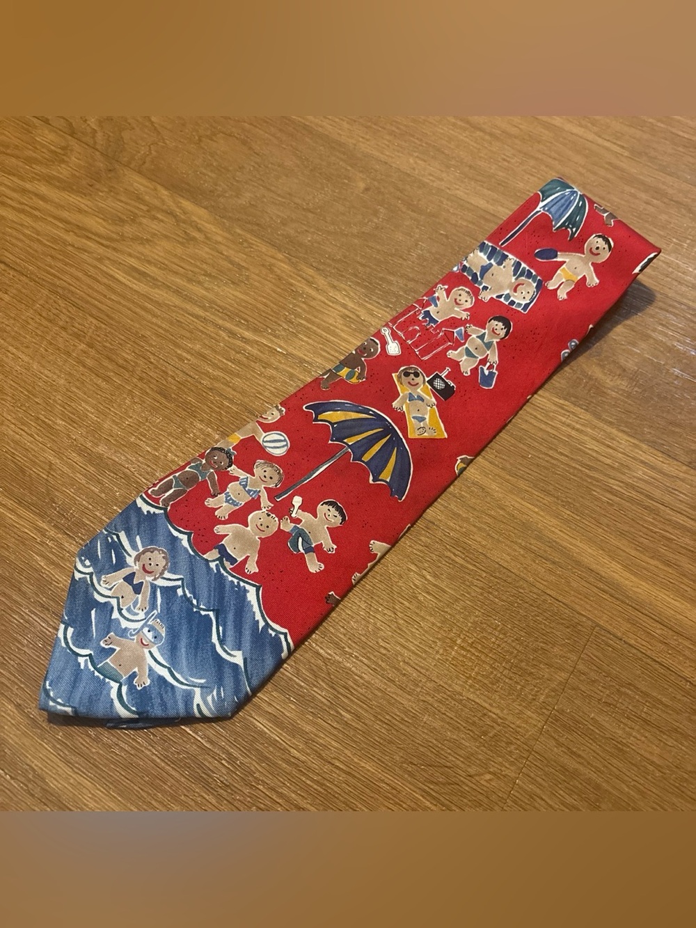Save The Children Silk Tie Made In USA Red/Blue/Yellow
